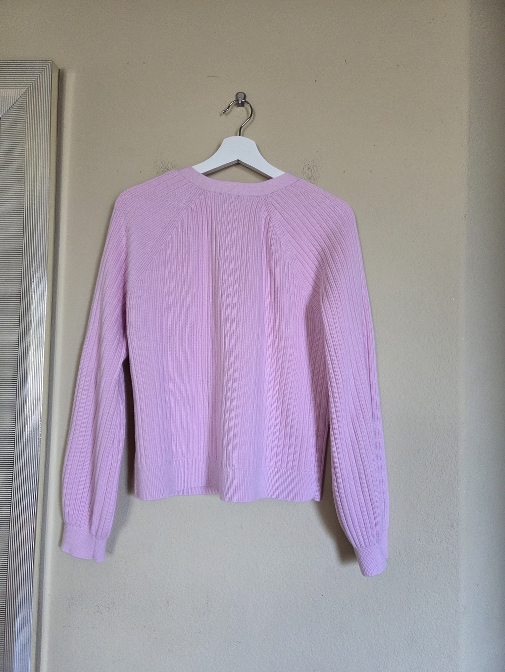 Talbots Soft Pink Ribbed V-Neck Button Cardigan - Picture 6 of 6